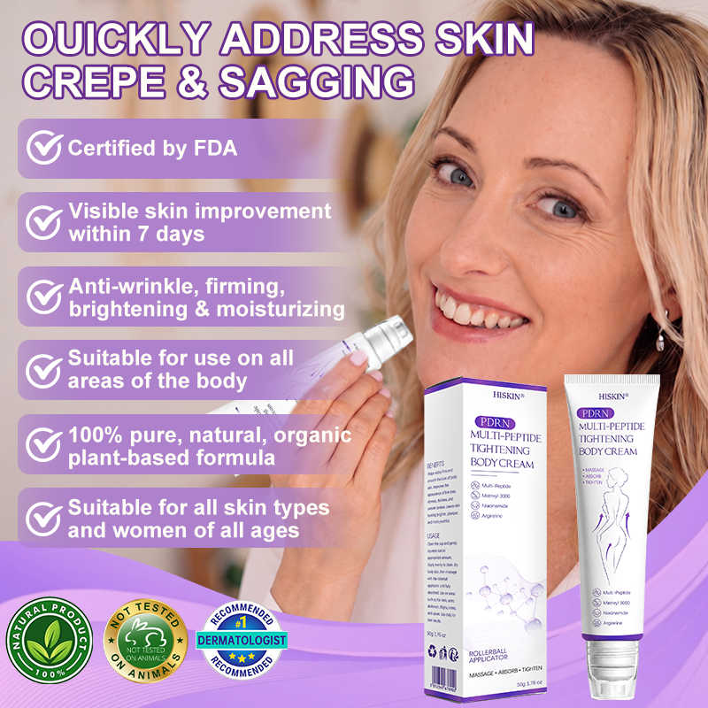 HISKIN® PDRN Multi-Peptide Massaging Body Roller Cream- Anti-aging, Hydrating, Skin Firming & Lifting, Skin Repair, Even Tone, Acne and Dark Spot Treatment, Wart and Mole Removal, and Psoriasis Relief.