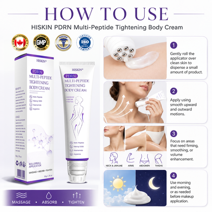 HISKIN® PDRN Multi-Peptide Massaging Body Roller Cream- Anti-aging, Hydrating, Skin Firming & Lifting, Skin Repair, Even Tone, Acne and Dark Spot Treatment, Wart and Mole Removal, and Psoriasis Relief.