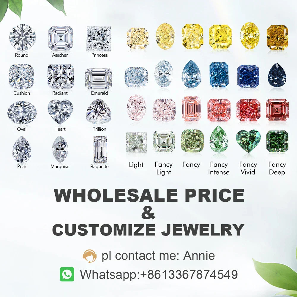 1ct 1.5ct 2ct 2.5ct 3ct 5ct Lab Grown Diamonds Princess Cut IGI GIA Certificate HPHT CVD Laboratory Diamond Wholesale