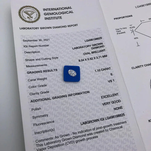 1ct 1.5ct 2ct 2.5ct 3ct 5ct Oval Shape Lab Grown Diamonds  With IGI Certificate HPHT CVD Laboratory Diamond Wholesale